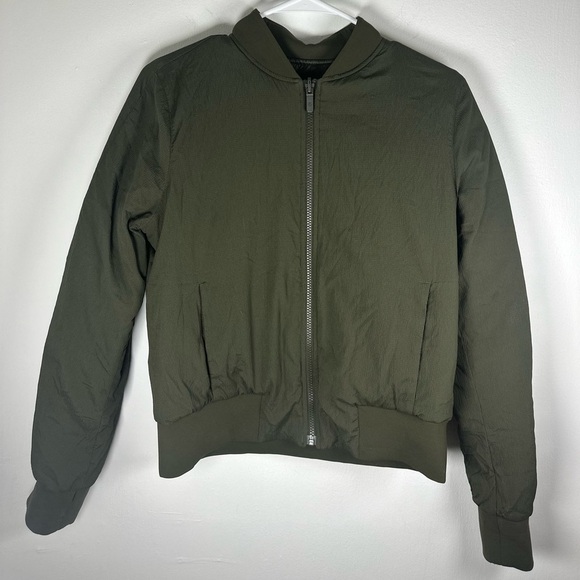Lululemon Women’s Dark Green Olive Reversible Non-Stop Bomber Jacket, Size 6 - Picture 2 of 9